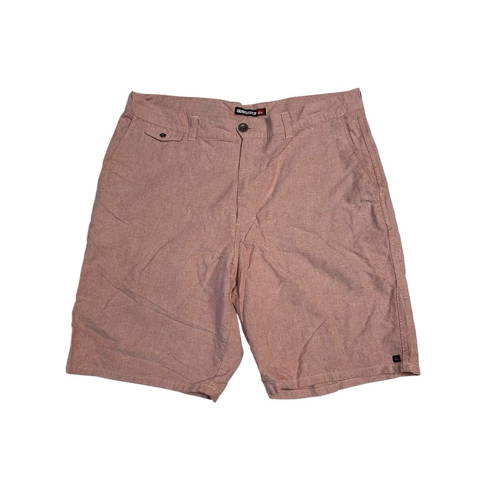 Quiksilver Mens Chino Shorts Size 34 Salmon Pink Cotton Flat Front Surf Skate